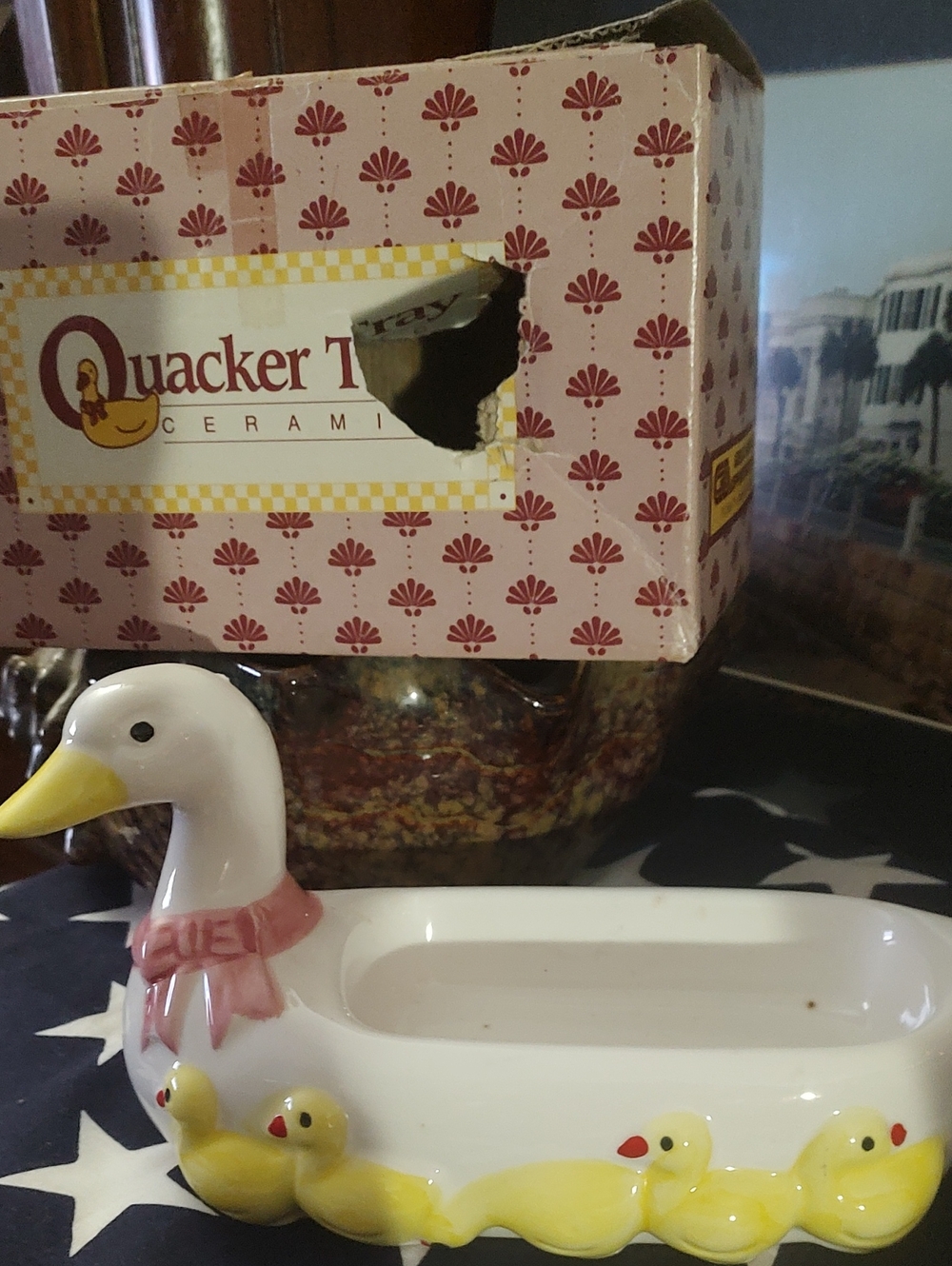 Duck Ceramic Bath Tray in White and Yellow